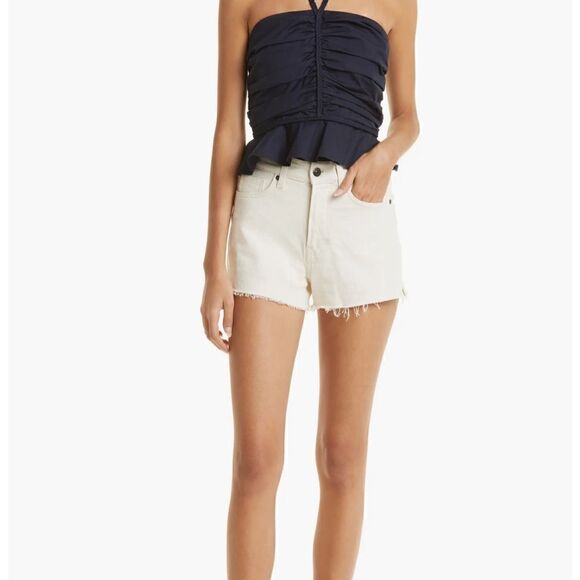 NWT Veronica Beard Arienne Ruched Stretch Cotton Halter Top $368 - Picture 8 of 9